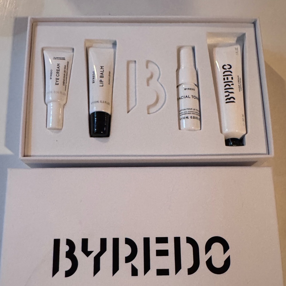 Byredo skincare travel box set: hand cream facial toner lip balm eye cream NEW